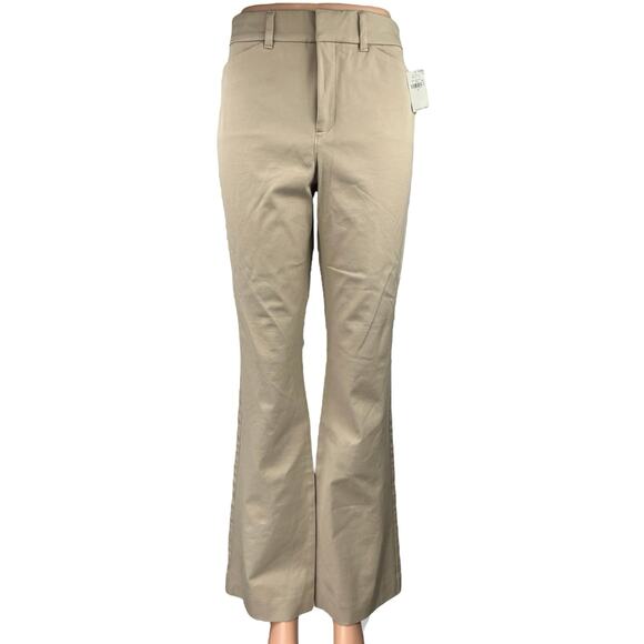 NEW Old Navy Pixie Flare Beige Khaki High Rise Bootcut Chino Trousers Pants Sz 8 - Picture 1 of 6